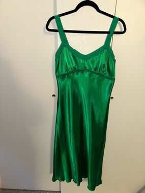 Bebe Green Satin Slip Dress